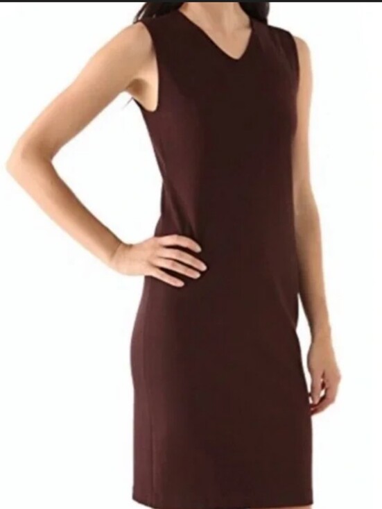 Vince Dresses & Skirts - Sleeveless V-Neck Chocolate Brown Shift Dress 6